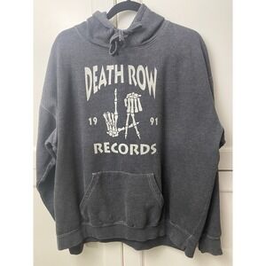 Vintage Death Row Records 1991 Grey Hoodie Sweatshirt Size XL